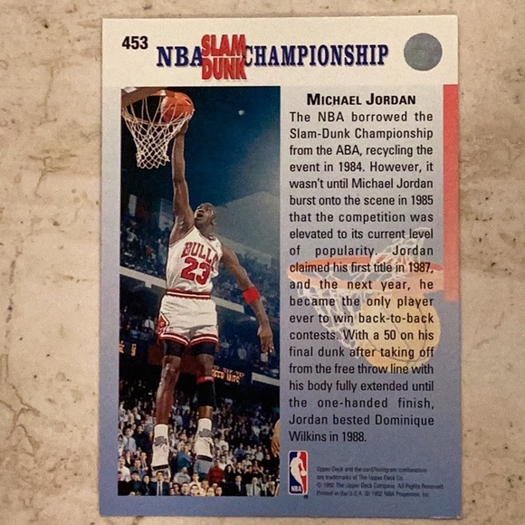 Michael Jordan 1992-93 Upper Deck 453 Champ Basketball Card NBA #453 1992 - Picture 2 of 4